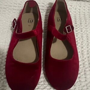 GAP Kids Velvet Red Mary Jane Shoes